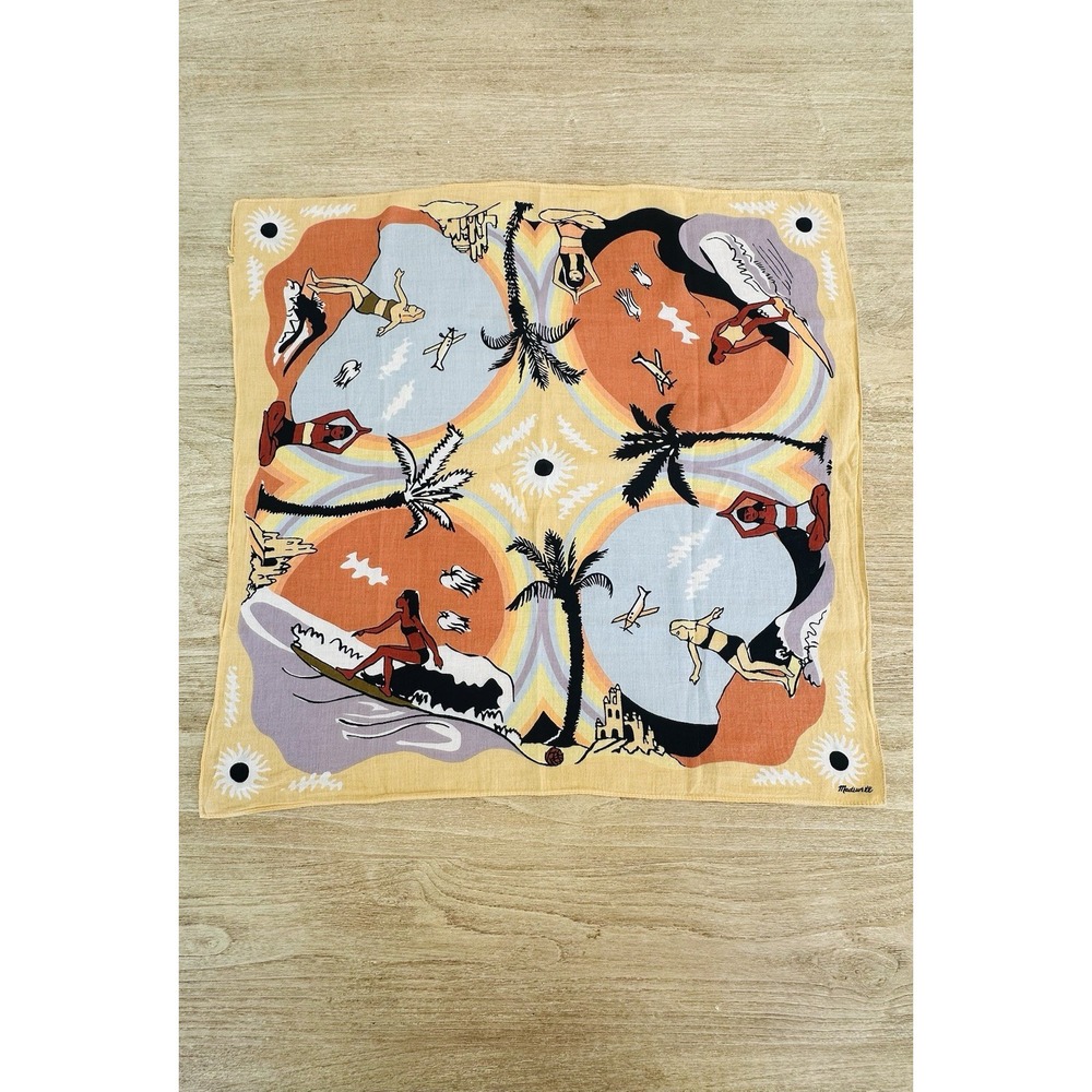 Madewell Cotton Bandana Square Scarf In Autumn Gold Multi Surfing